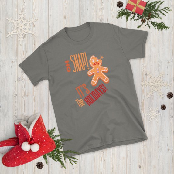 Funny Gingerbread Christmas Shirt | Unisex Holiday Graphic Tee | Gifts & Stocking Stuffers (Charcoal, S)