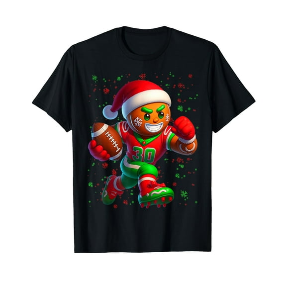 Funny Gingerbread Football Snowflake Christmas Xmas Men Boys T-Shirt,Women's short-sleeved T-shirt to celebrate the coming of Christmas