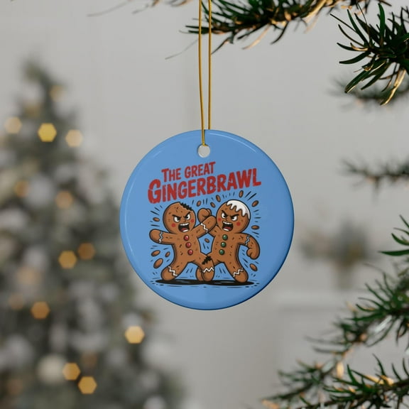 Funny Gingerbread Holiday Ornaments, Ceramic Christmas Decorations, Unique Gift Idea for Friends and Family, Festive Home Decor, Cute Gingerbrawl Ornament