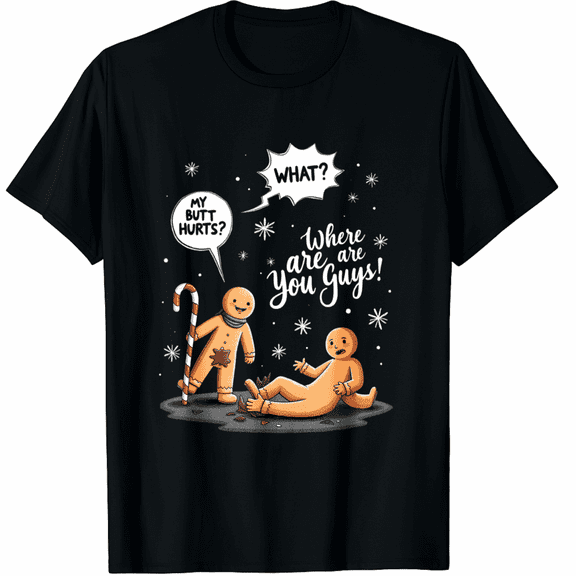 Funny Gingerbread Man Cookie I'm Overbaked Christmas Graphic T-Shirt for Adults Men and Women