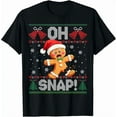 thumbnail image 1 of Funny Gingerbread Man Oh Snap Christmas Ugly Xmas Sweater Top Unisex T-Shirt, up to Size 5XL, 1 of 2