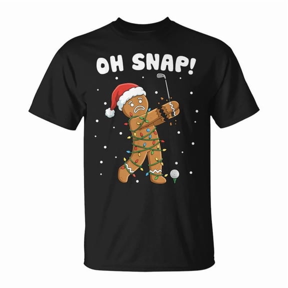 Funny Gingerbread Oh Snap Cookie Golfer Christmas Golf Gift Top Unisex T-Shirt, for men & women, up to size 5XL