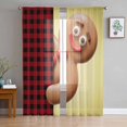 thumbnail image 1 of Funny Gingerbread People Sheer Curtains 84 Inches Long, Vintage Red Black Plaid Light Filtering Window Curtains for Living Room/Bedroom, Rod Pocket Voile Sheer Curtain Drapes, 52"W x 84"L, 2 Panels, 1 of 9