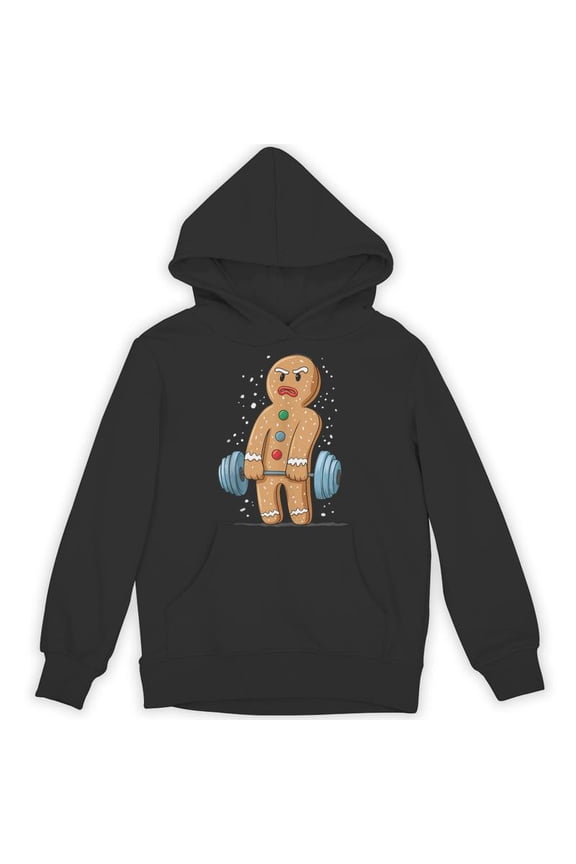 Funny Gingerbread Weightlifting Workout Bodybuilding Gym Christmas Fitness Hoodie, for men & women, up to size 5XL
