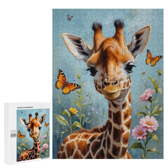 Funny Giraffe 500 Piece Jigsaw Puzzle for Adults Challenging Puzzle Perfect for Game Nights - Finished Puzzle Size is 20.5" x 15.0", Wooden