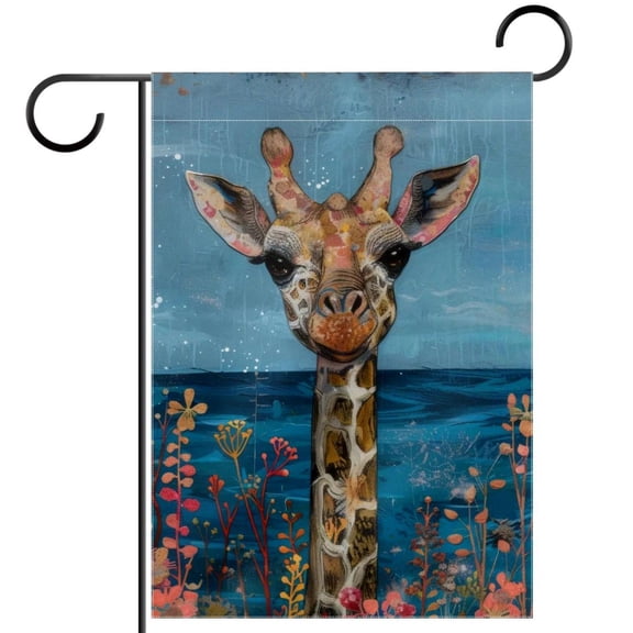 Funny Giraffe Blue Ocean Beach Coastal Coral Welcome Garden Flags, 12 x 18 Inch Double Sided Outdoor Yard Flags Waterproof For Home Outside Patio Lawn Porch