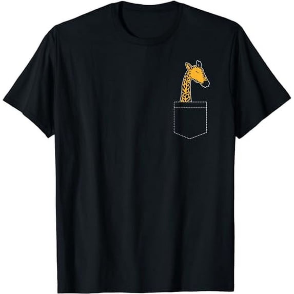 Funny Giraffe Design Pocket Giraffe T-Shirt