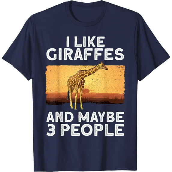 Funny Giraffe Design Zoo Animal Lovers Softstyle Unisex T-Shirt,Navy Color,Size 3T