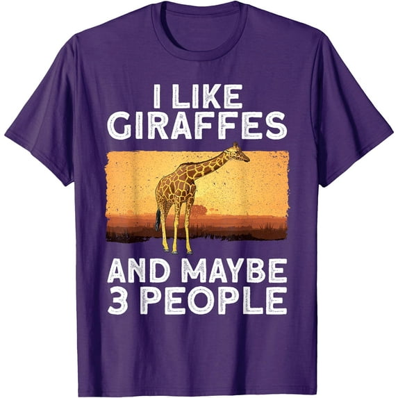 Funny Giraffe Design Zoo Animal Lovers Softstyle Unisex T-Shirt,Purple Color,Size 3XL
