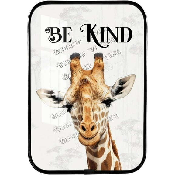 Funny Giraffe Framed Wooden Wall Art, Safari Animal Nursery Wall Decor, Crystal Porcelain Painting, Inspirational Quotes, Jungle Picture, Giraffe Gifts Black Framed Art 12x8 inches