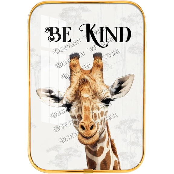 Funny Giraffe Framed Wooden Wall Art, Safari Animal Nursery Wall Decor, Crystal Porcelain Painting, Inspirational Quotes, Jungle Picture, Giraffe Gifts Gold Framed Art 12x8 inches
