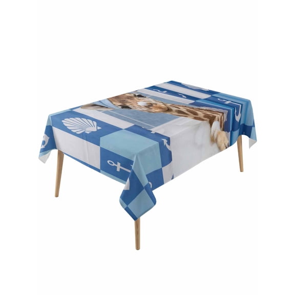 Funny Giraffe Rectangle Tablecloth, Cute Art Modern Lovely Animals on Showering Waterproof & StainResistant Tablecloth, Washable Oil-proof Table Cover for Dining/Party/Wedding/Buffet 60x120 In