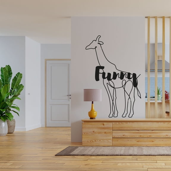 Funny - Giraffe Silhouette Line Design Giraffe Beautiful Line Pattern Design Vinyl Wall Sticker Wall Art Wall Decal Boys Girls Kids Room Design Bedroom Nursery Kinder Home Decoration Size (10x8 inch)