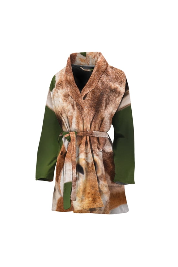 Funny Giraffe Women Bathrobe One Size Univeral Fits Fashion Lightweight Plush Fleece Long Robe For Women