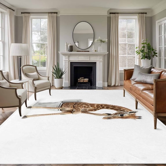 Funny Giraffes Area Rug 5x8 Washable Rug Non Slip Cute Art Fun Lovely Animals on Toilets Large Area Rug Soft Stainresistant Indoor Floor Carpet for Living Room Bedroom Home Office Dining Room Nursery