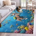 thumbnail image 1 of Funny Giraffes Diving Area Rugs 3x5 ft Seafloor Corals Fish Oceans Modern Washable Rug Non Slip Indoor Carpet Absorbent Floor Mat for Living Room Bedroom Dining Room, 1 of 9