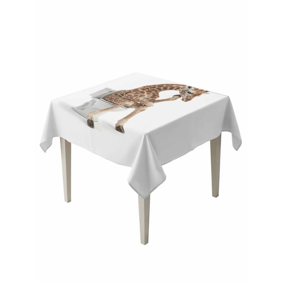 Funny Giraffes Table Cloth, Waterproof Tablecloth for Square Tables, Cute Art Fun Lovely Animals on Toilets Reusable Washable Fabric Table Cover for Restaurant Kitchen Dining Tables 54"x54"