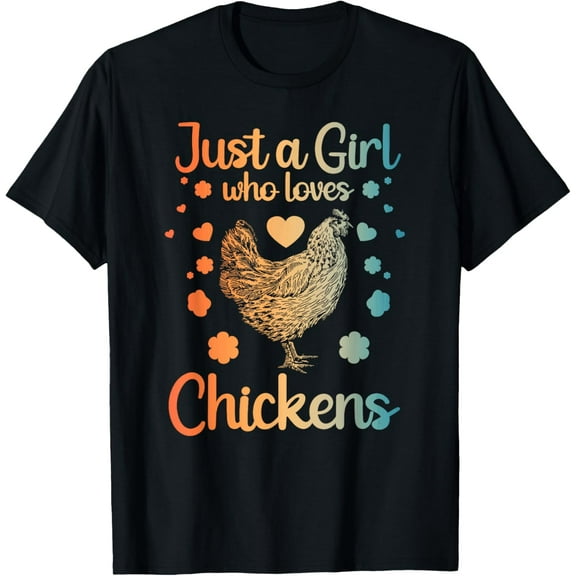 Funny Girl Chicken Design For Kids Women Mom Chicken Lover T-Shirt men and women can wear, black, white, gifts