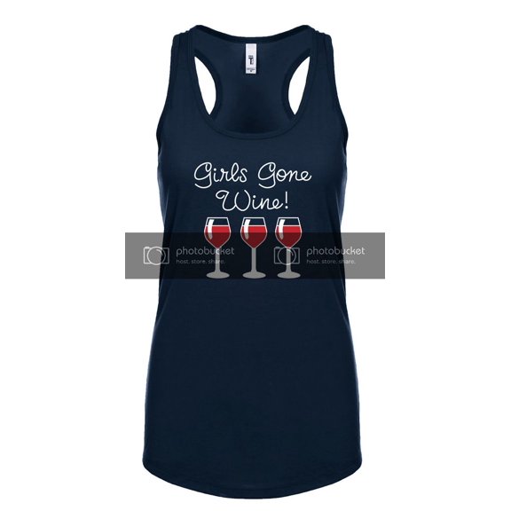 Funny Girls Gone Wine Ladies Racerback Tank Top-Midnight Navy-Large