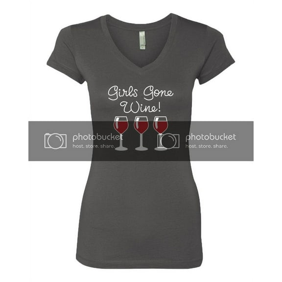 Funny Girls Gone Wine Women's V-Neck Short Sleeve T-Shirt-Dark Grey-Medium