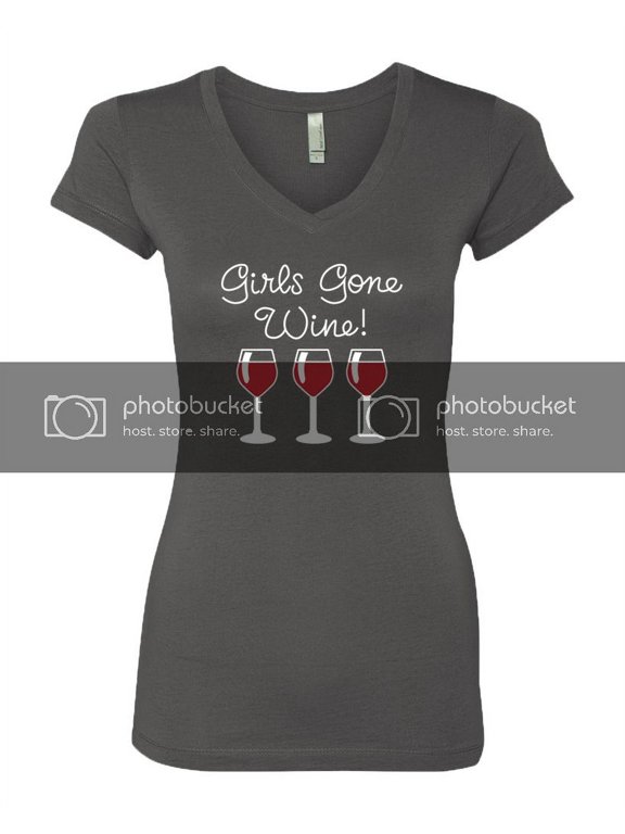 Funny Girls Gone Wine Women's V-Neck Short Sleeve T-Shirt-Dark Grey-XL