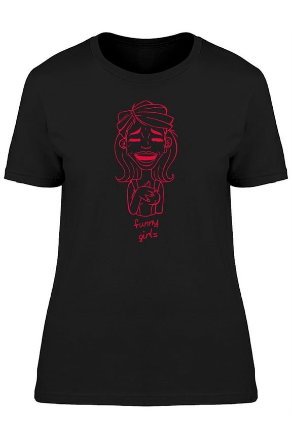 Funny Girls Laughing Silhouette T-Shirt Women -Image by Shutterstock, Female Small
