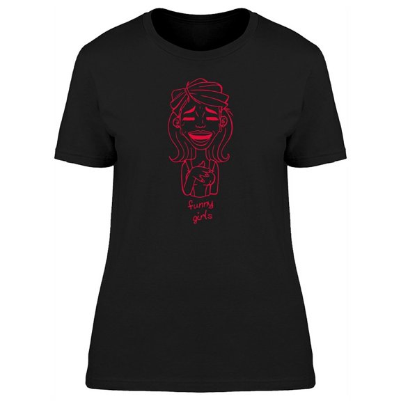 Funny Girls Laughing Silhouette T-Shirt Women -Image by Shutterstock, Female Small