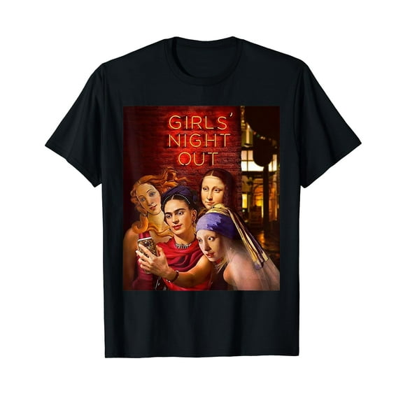 Funny Girls Night Out, Mona Lisa Painting Artworks T-Shirt