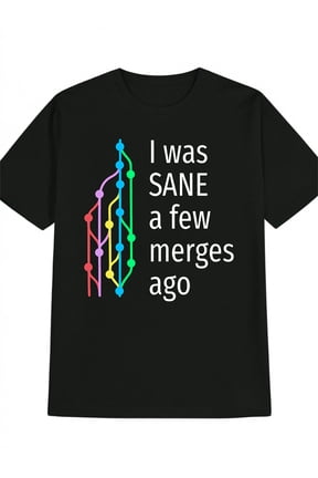 Funny Git Merge Coding Black Graphic T Shirt