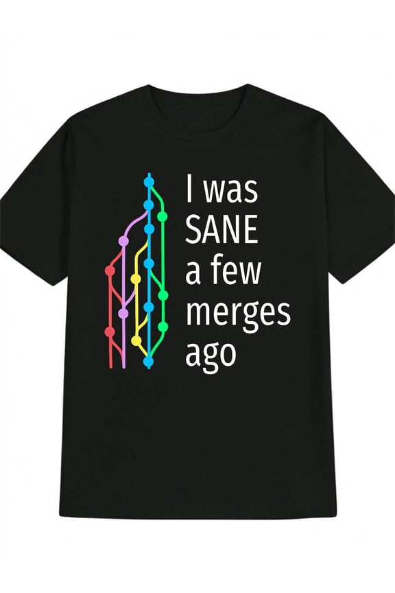 Funny Git Merge Coding Black Graphic T Shirt