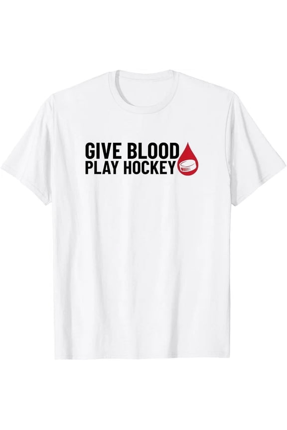 Funny Give Blood Play Hockey T-Shirt, Unisex T-Shirt