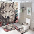 thumbnail image 1 of Funny Glasses Wolf Shower Curtain Sets with Rugs 4 Piece Rustic, 1 of 7
