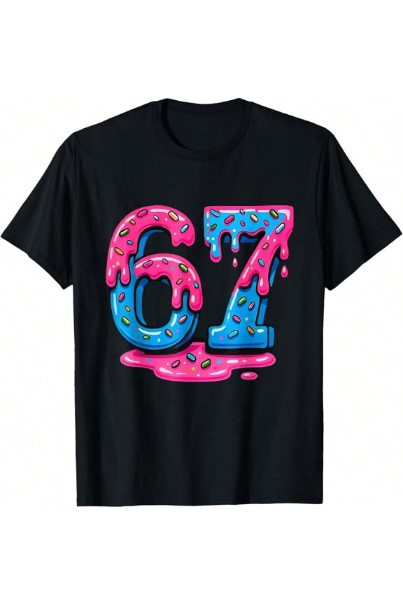 Funny Glaze Drip Number 67 Gift for Men Women Short Sleeve T-Shirt