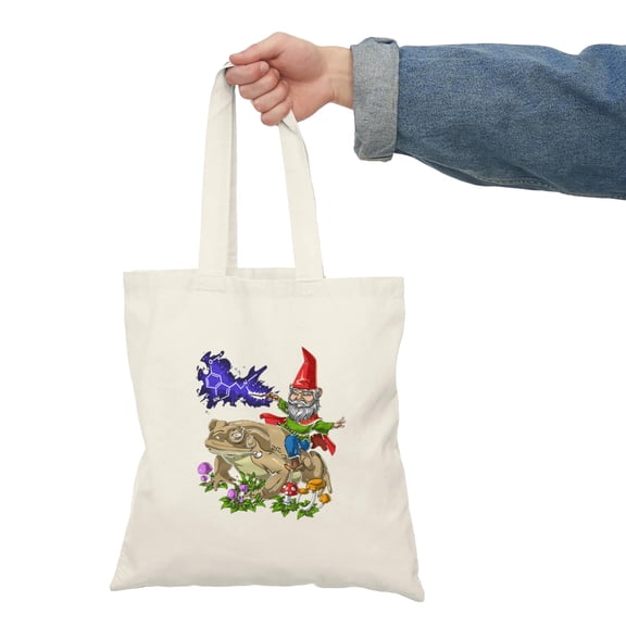 Funny Gnome Riding Bufo Alvarius Toad Print Unisex Tote Bag D391468