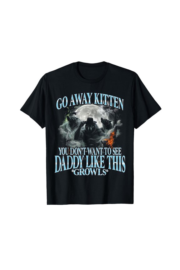 Funny Go Away Kitten Graphic T-Shirt for Cat Lovers - Humorous Design with Fog and Smoke