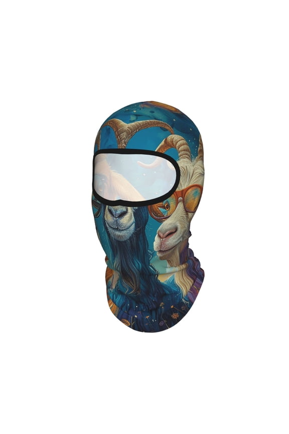 Funny Goat Family Psychedelic Art Unisex Balaclava Ski Mask Full Face Cover for Cold Weather & UV Protection, Breathable Cooling Helmet Liner