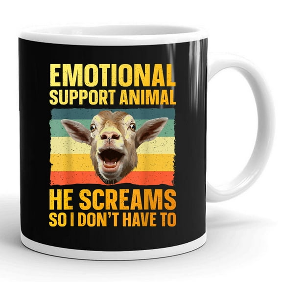 Funny Goat Lover Emotional Support Animal Gift Ceramic Mug 11oz (White;11oz)