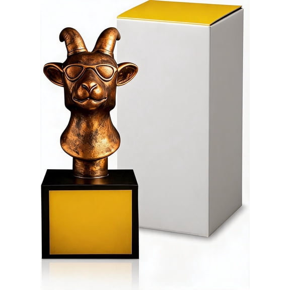 Funny Goat Trophy Award with Golden Engraved Plate for Winners