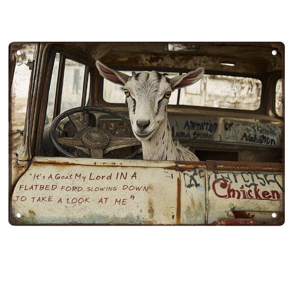 Funny Goat Wall Decor It Is a Goat My Lord Metal Tin Sign Retro Wall Art Poster Gifts for Home Farmhouse Garage Man Cave Wall Decorations