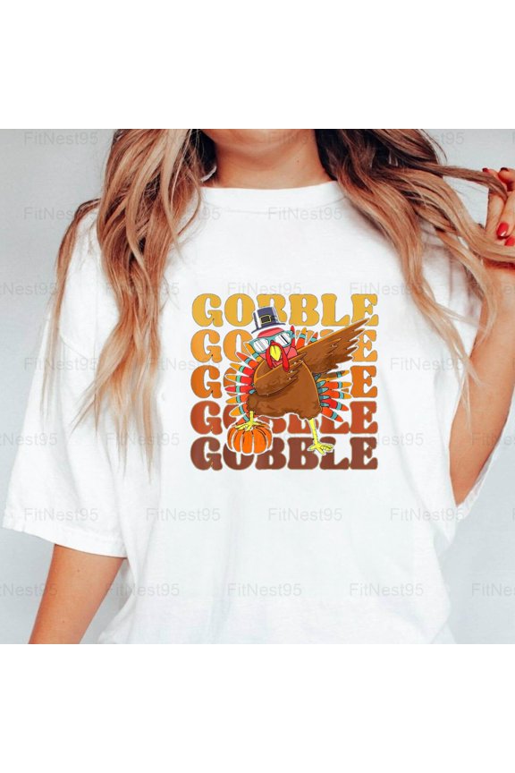 Funny Gobble Dabbing Turkey Thanksgiving Day Dinner Costume T-Shirt Unisex, up to 5XL