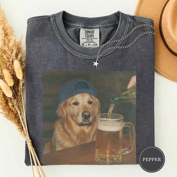 Funny Golden Retriever Drinking Beer Shirt, Dog Meme Graphic Tee, Silly Novelty Shirt, Sarcastic Gift, Funny Shirt Women Men Idea