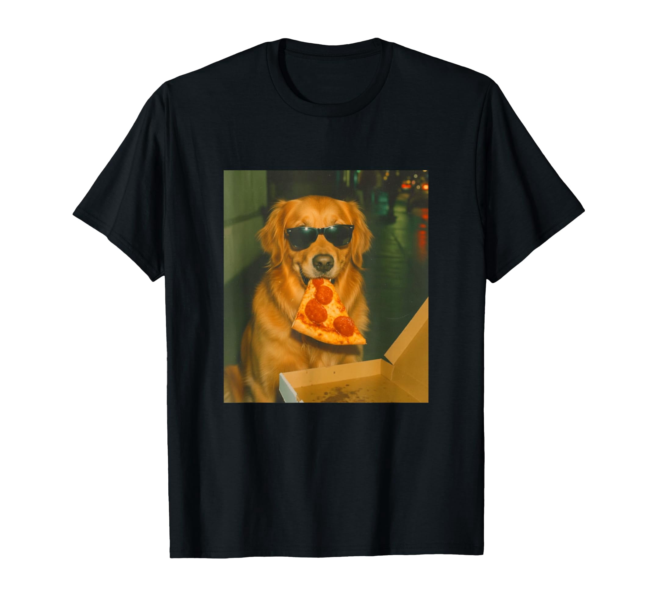 Funny Golden Retriever Pizza Meme Graphic T-Shirt for Dog Lovers ...
