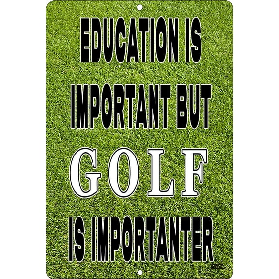 Funny Golf Ball Metal Tin Sign Wall Decor Man Cave Bar Education is Important Golfer Gift