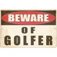 thumbnail image 1 of Funny Golf Ball Metal Tin Sign Wall Decor Man Cave Bar Warning Beware of Golfer, 1 of 5