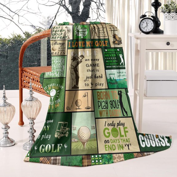 Funny Golf Blanket for Men Women Warm and Cozy Golf Flannel Blanket, Golf Lover Birthday Gift Blanket 40x50 Inch Golf Gifts