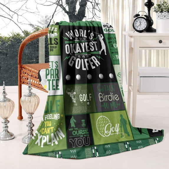 Funny Golf Blanket for Men Women Warm and Cozy Golf Flannel Blanket, Golf Lover Birthday Gift Blanket 60x80 Inch Golf Gifts