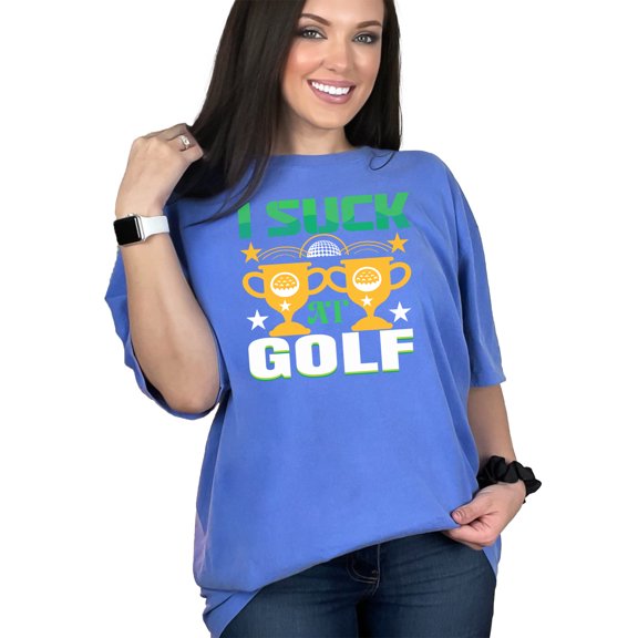 Funny Golf Humor Graphic, Flo Blue Comfort Colors T-Shirt, XL