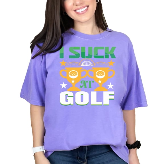 Funny Golf Humor Graphic, Violet Comfort Colors T-Shirt, Small