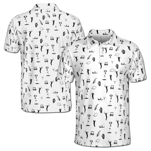 Funny Golf Icon Golfer Silhouette Golf Lover Men's Polo Shirt S-5XL