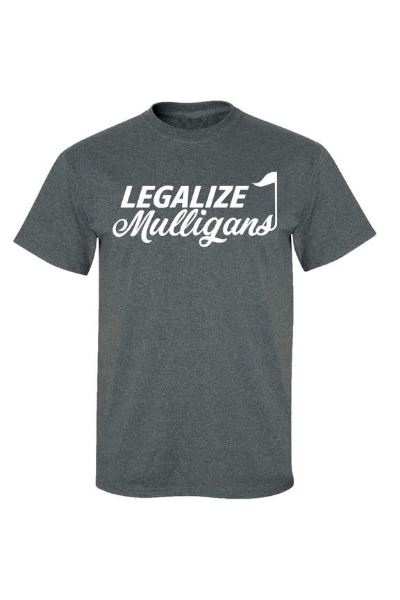 Funny Golf Legalize Mulligans Adult Short Sleeve T-Shirt-Heather Gray-Small